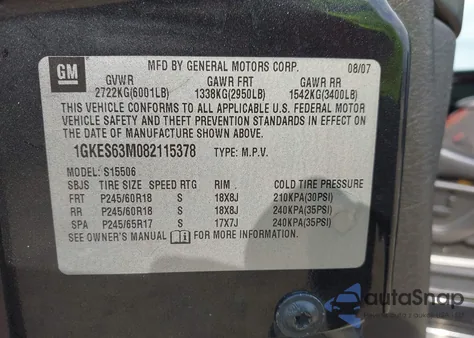 2008 GMC Envoy Denali from USA, damaged, VIN 1GKES63M082115378
